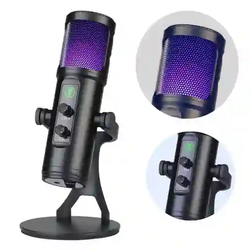 Microfono Gamer Transmisiones Condensador Profesional Rgb