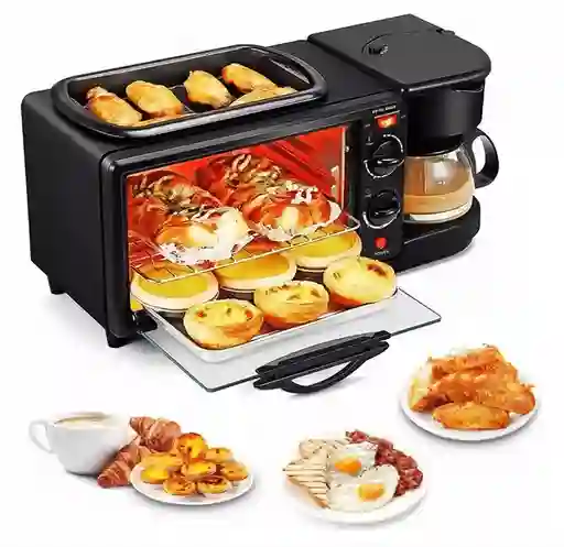 Maquina Para Hacer Desayuno 3 En 1 Horno Cafetera Sarten