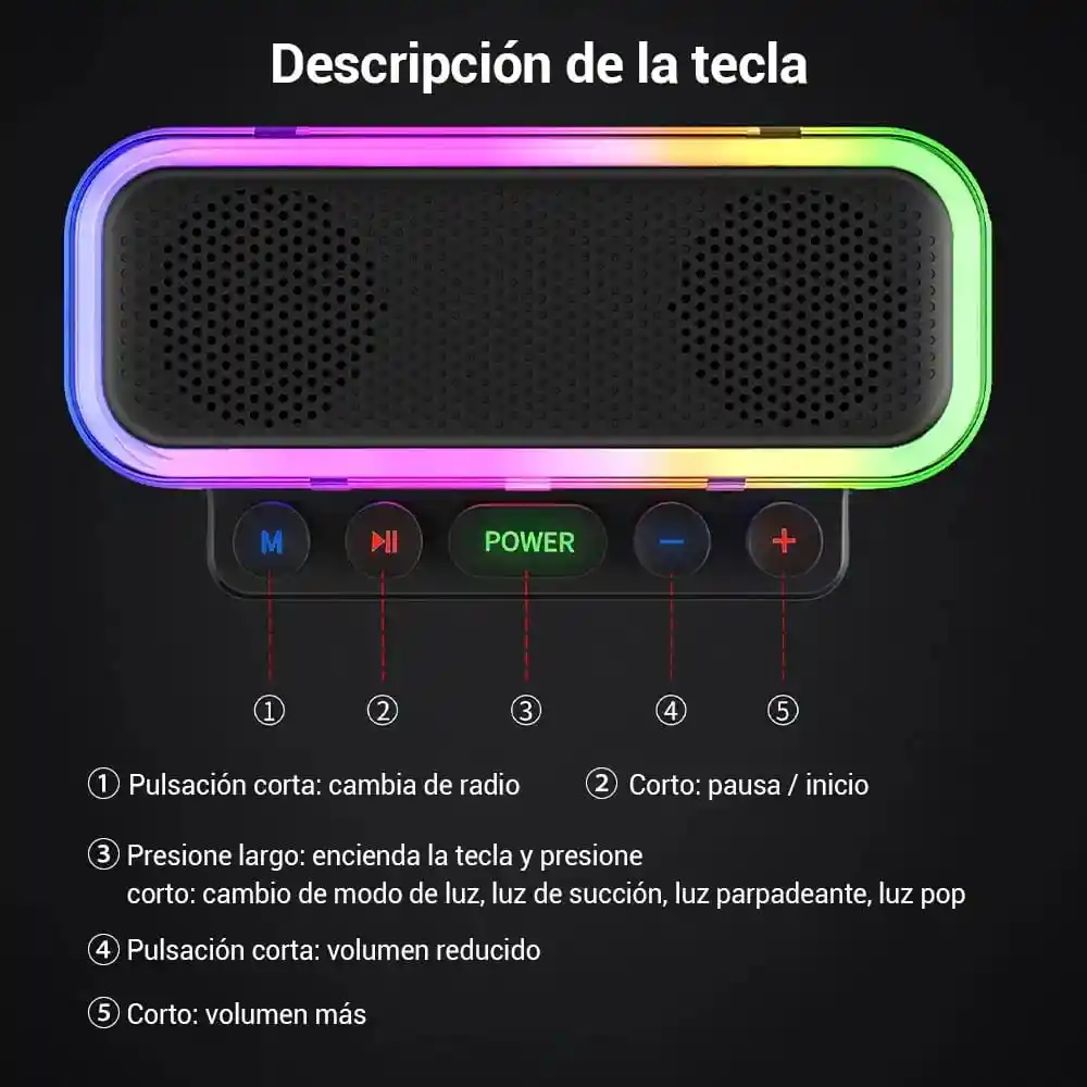 Bocinas Inalambricas Portatil Altavoz Bluetooth Con Rgb Led