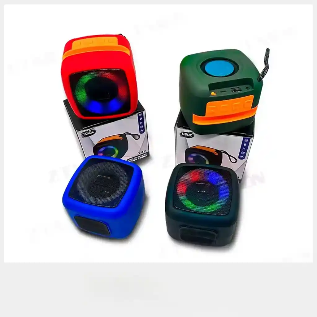 Mini Parlante Bluetooth Portátil Luces Led Rgb Bajo