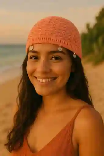 Gorro Tejido Para La Playa Coral Vibes