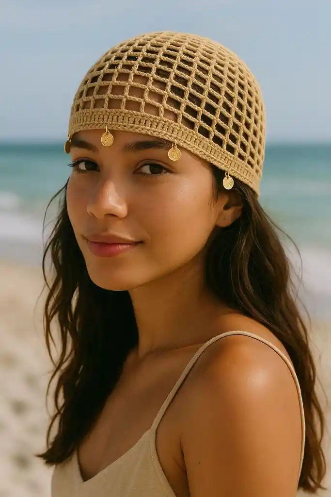 Gorro Tejido Para La Playa Arena Chic