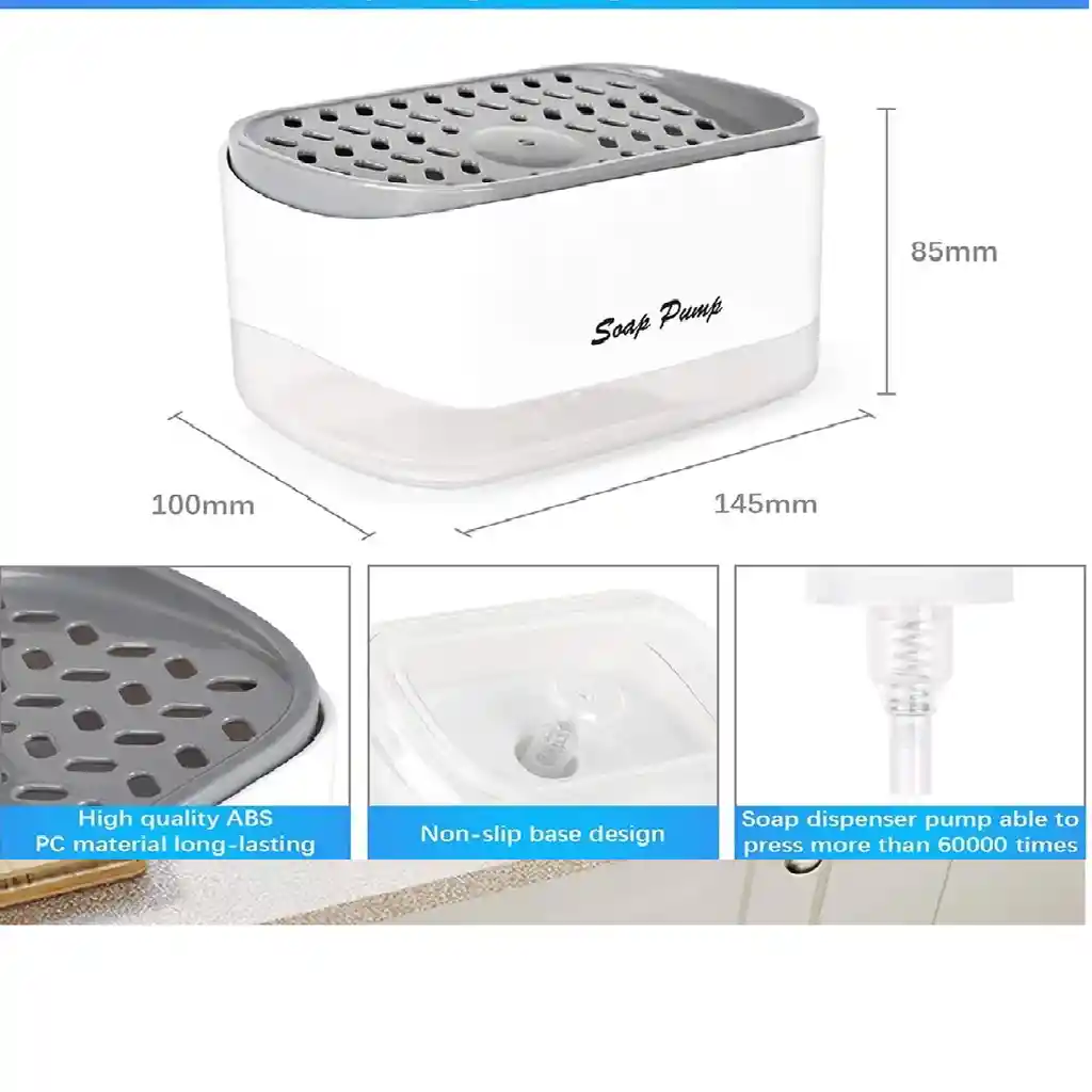 Dispensador De Jabon Liquido Lavaplatos Con Esponja