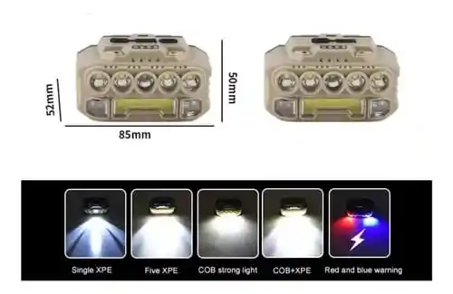 Linterna Frontal Led Hx-817 Pila Recargable, 5 Leds + Cob, Con Cinta Ajustable