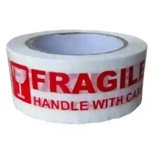 Cinta Fragile X 100y Transparente Letras Rojas N°12
