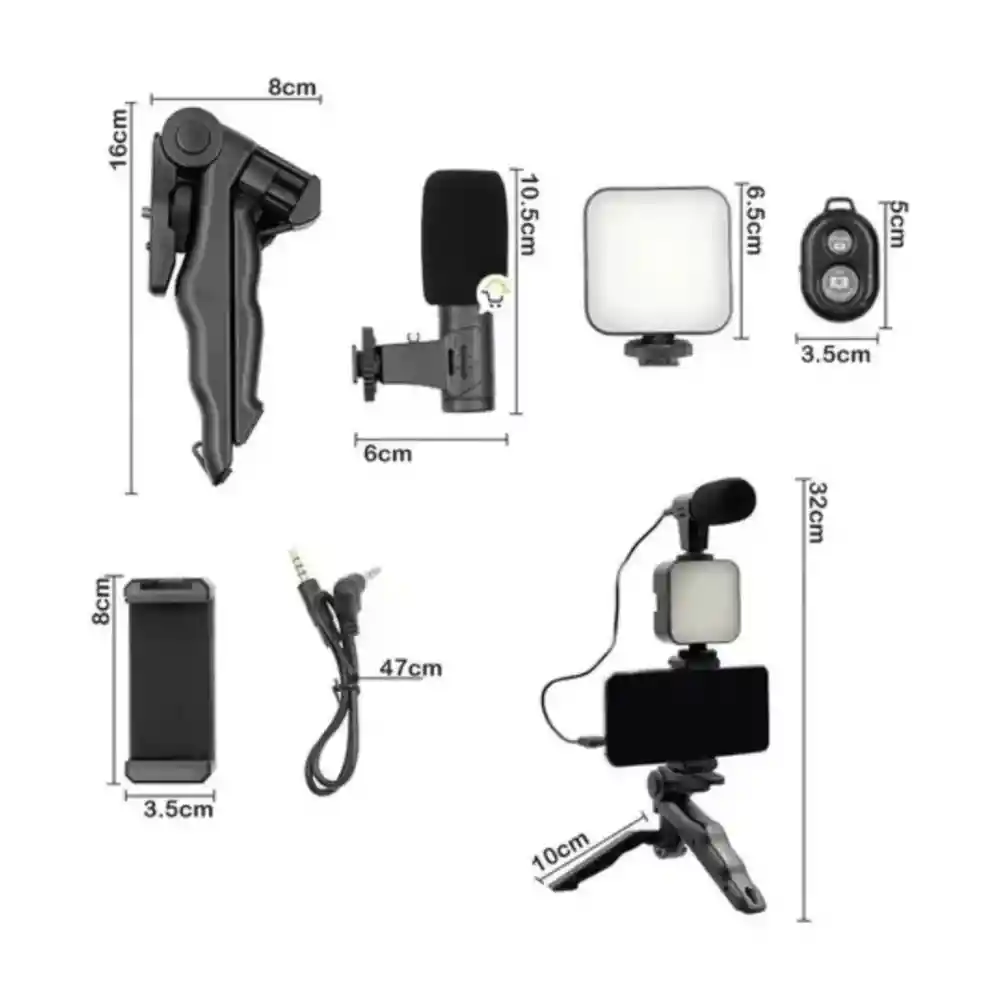 Estabilizador Soporte Celular Luz Led Micrófono + Control R11