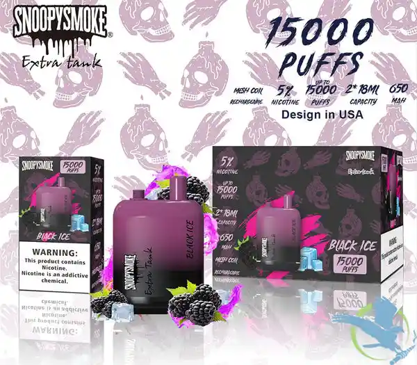 Vuse Vaper Snoopy 15.000 Puffs Doble Sabor Mora Helada