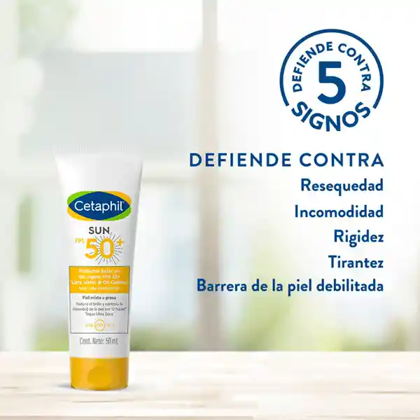 Protector Solar En Gel Ligero Cetaphil Sun Oil Control Fps 50+ 50ml