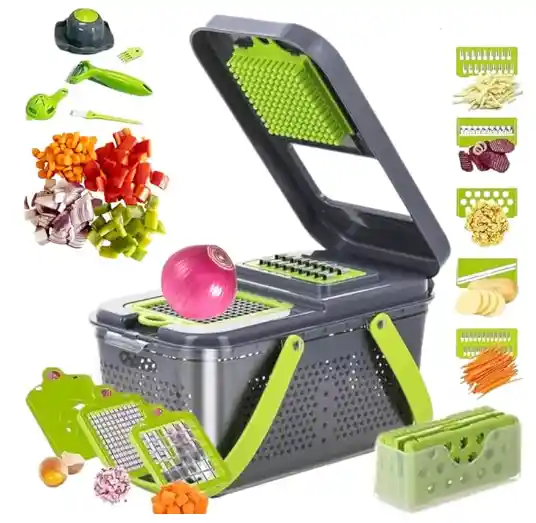 Picador De Verduras, 22 En 1 Cortador De Verduras Y Picadoras Con Recipiente, Cortador De Mandolina De Alimentos, Rallador De Queso, Picadora De Cebolla
