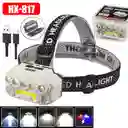 Linterna Frontal Led Hx-817 Pila Recargable, 5 Leds + Cob, Con Cinta Ajustable