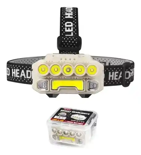 Linterna Frontal Led Hx-817 Pila Recargable, 5 Leds + Cob, Con Cinta Ajustable