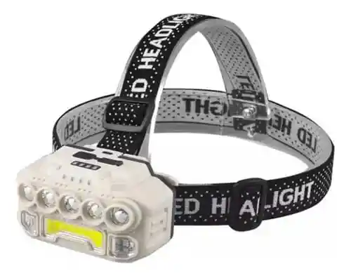 Linterna Frontal Led Hx-817 Pila Recargable, 5 Leds + Cob, Con Cinta Ajustable