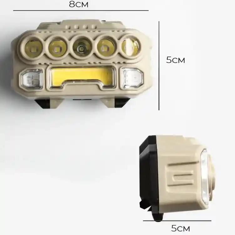 Linterna Frontal Led Hx-817 Pila Recargable, 5 Leds + Cob, Con Cinta Ajustable
