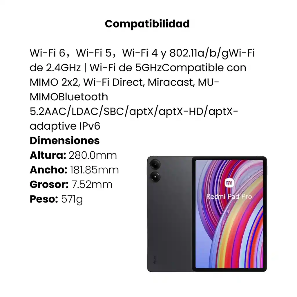 Tablet Xiaomi Redmi Pad Pro Graphite Gray 6g + 128g (colombia)