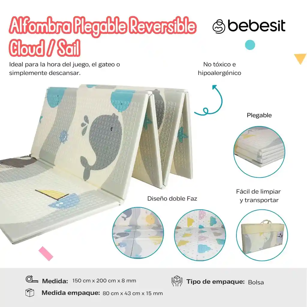 Tapete Bebe Alfombra Plegable Doble Faz Cloud/sail Bebesit Xpe2023g
