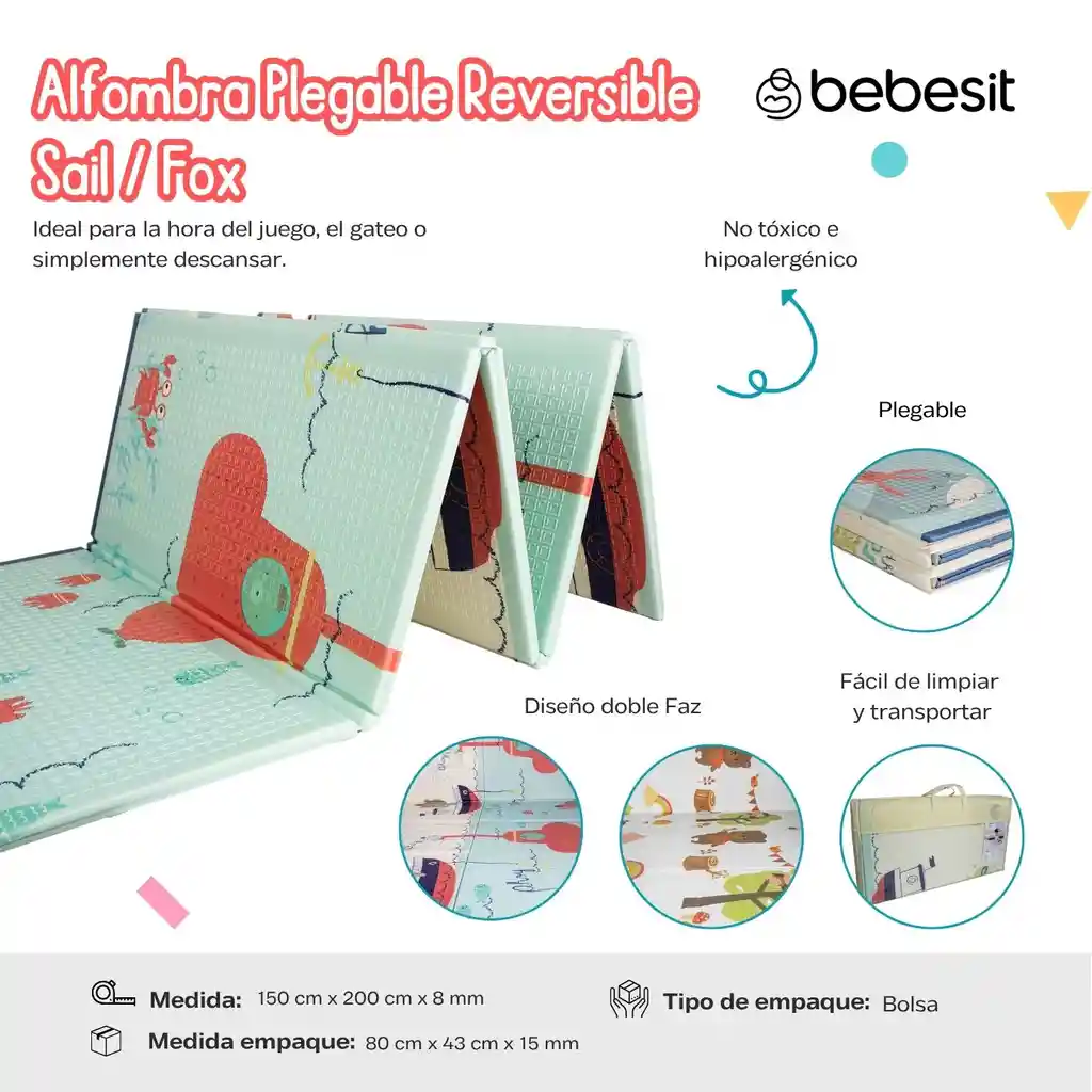 Tapete Bebe Alfombra Plegable Doble Faz Sail/fox Bebesit Xpe2023u