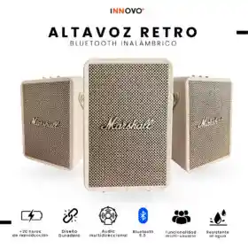 Parlante Retro Bluetooth Estilo Marshall Beige Potente Clásico Replica 1.1