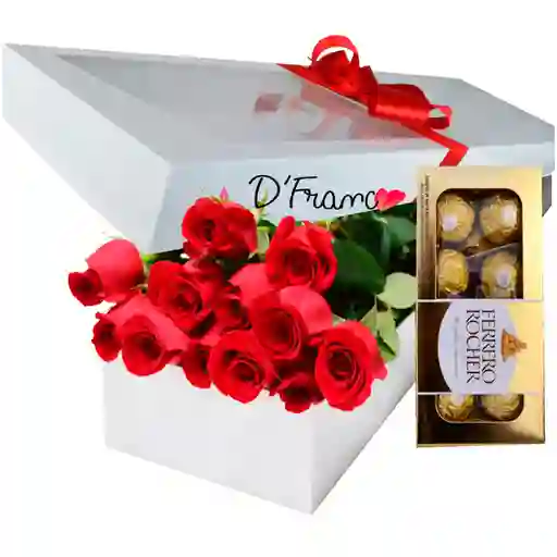 Caja De Rosas Con Chocolates