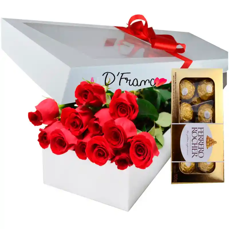 Caja De Rosas Con Chocolates
