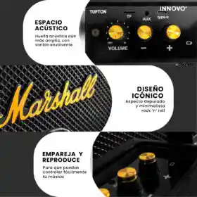 Parlante Retro Bluetooth Estilo Marshall Negro Potente Clásico Replica 1.1