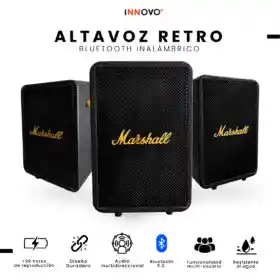 Parlante Retro Bluetooth Estilo Marshall Negro Potente Clásico Replica 1.1