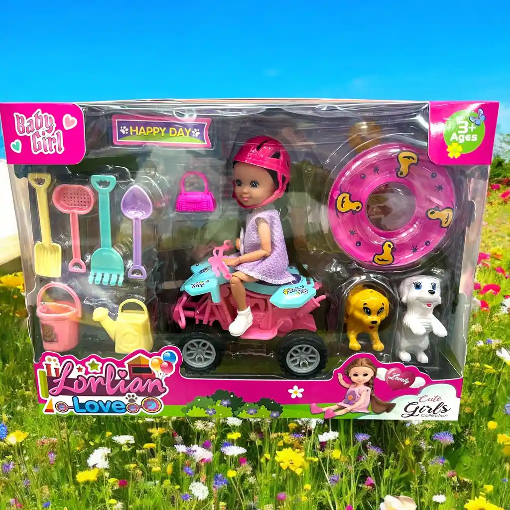 Set Juguete Muñeca Lorlian Jardinera Aventurera