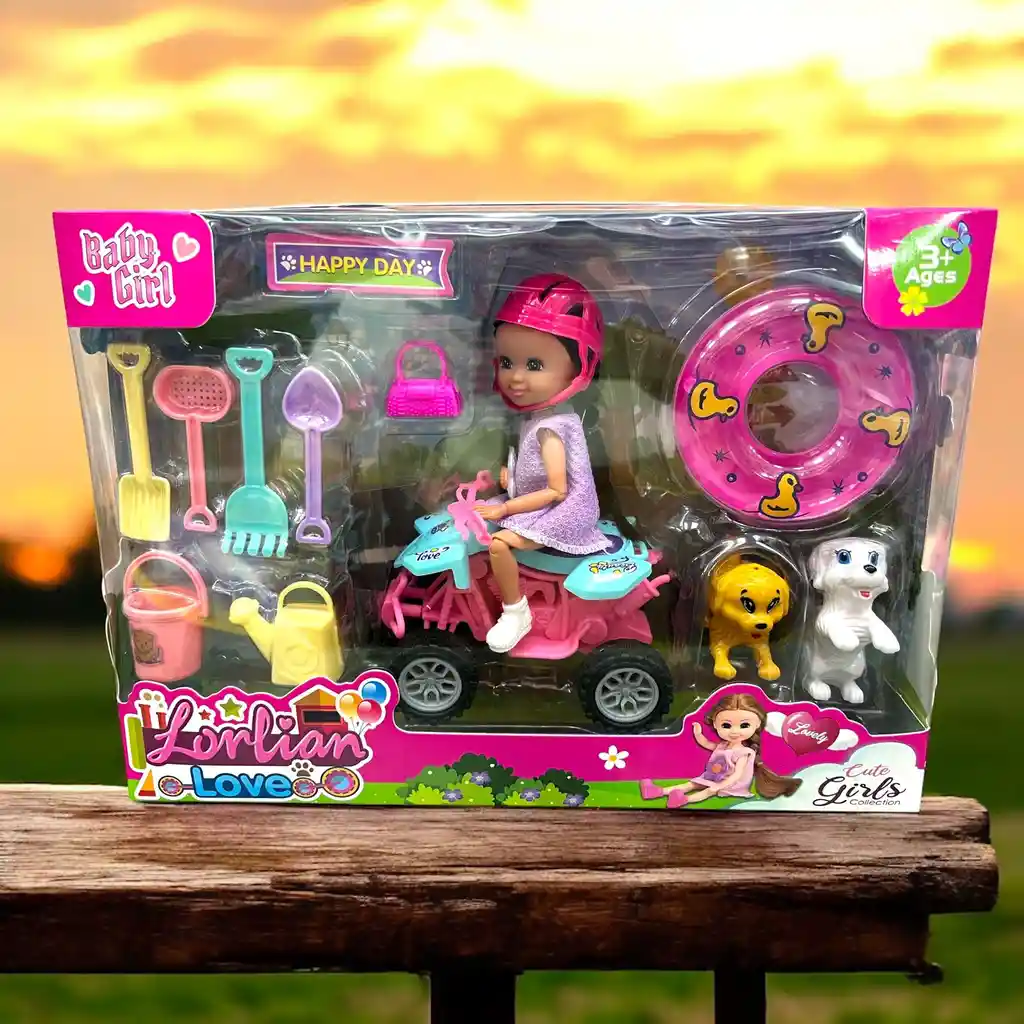 Set Juguete Muñeca Lorlian Jardinera Aventurera