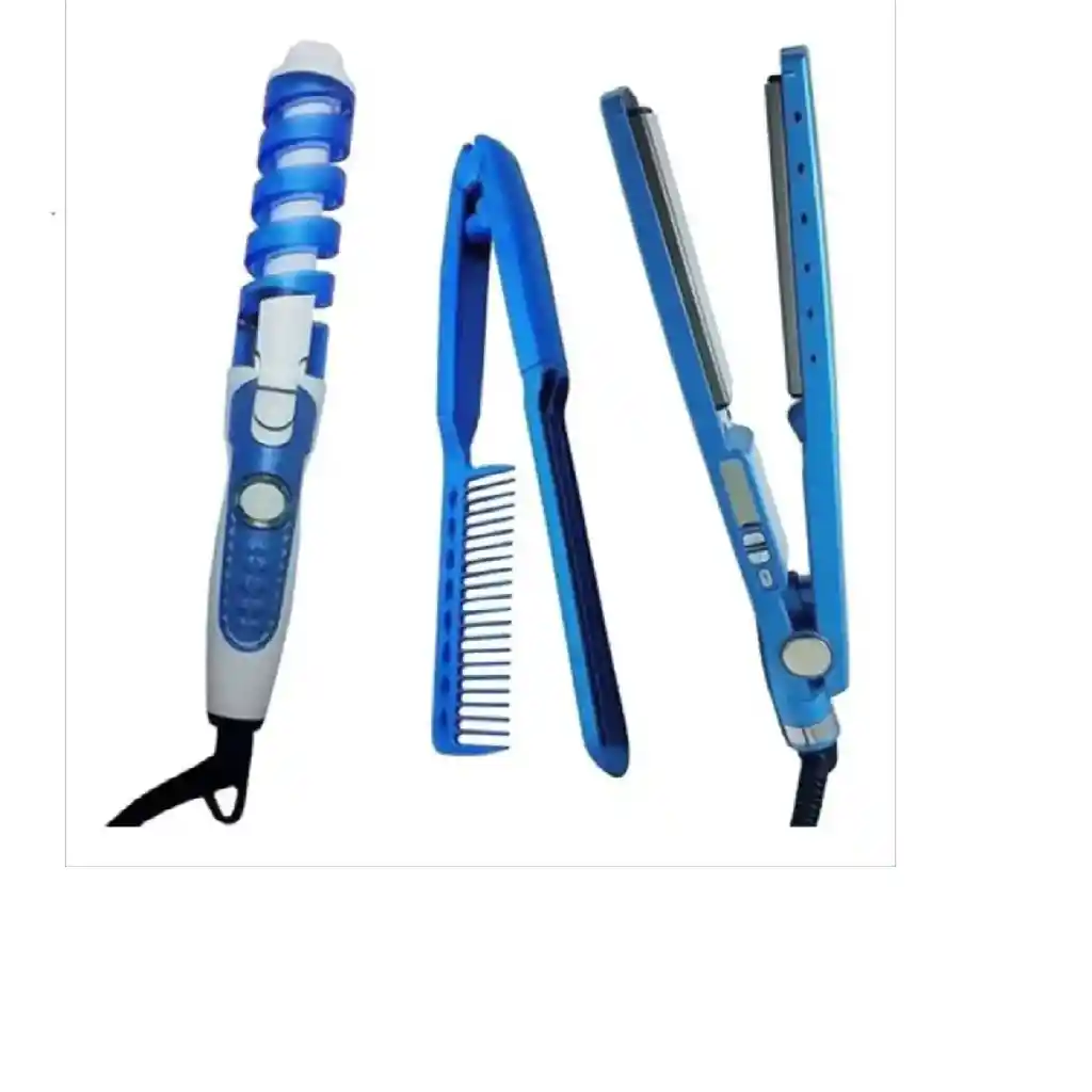 Combo Plancha De Cabello Nano Titanium + Rizador + Peine