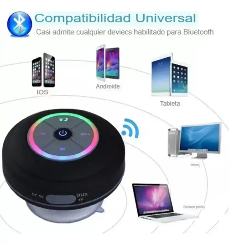 Parlante Inalámbrico Bluetooth Luces Led Rgb Resistente Agua