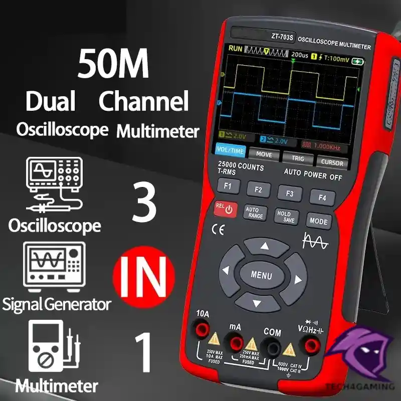 Osciloscopio 3 En 1 Dual Channel 50mhz, Multimetro, Generador De Señales, Tu Laboratorio Electrónico 3 En 1