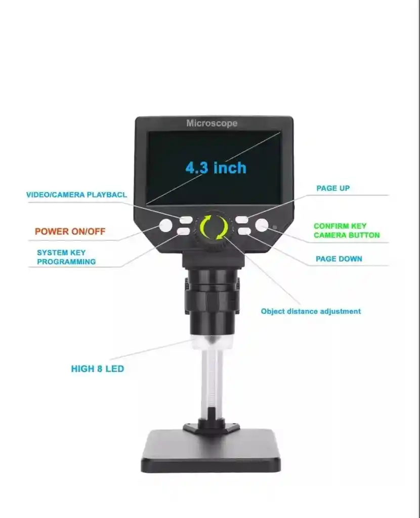 Microscopio Digital Electrónico Usb Con Base Pantalla Recargable