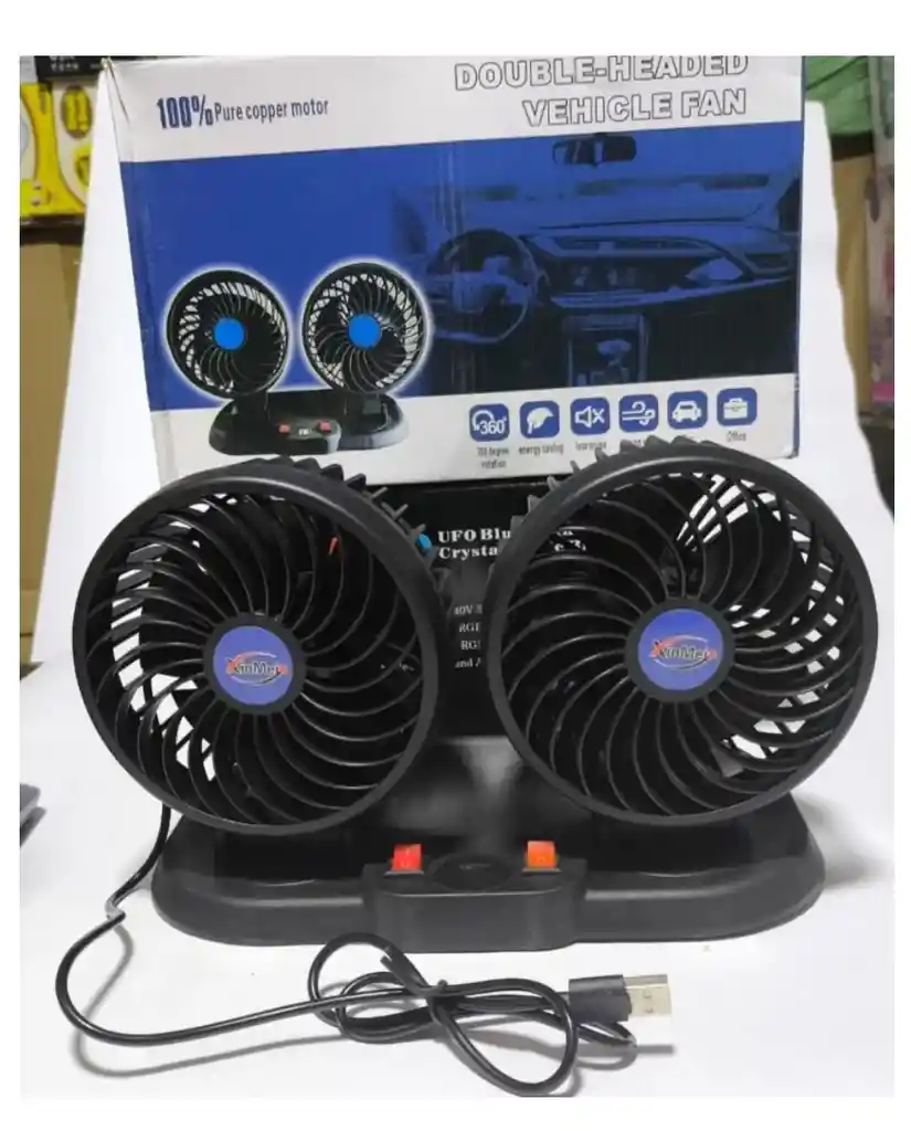 Ventilador Doble Para Carro Y Oficina Graduable Conexión Usb O Para Encendedor!