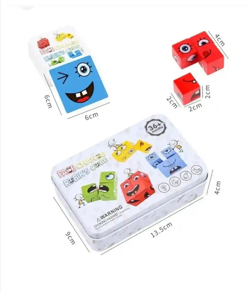 Juego Cubo Rubik Caritas Puzzle Face Cambio De Emociones Juguete Didáctico Niños Niñas