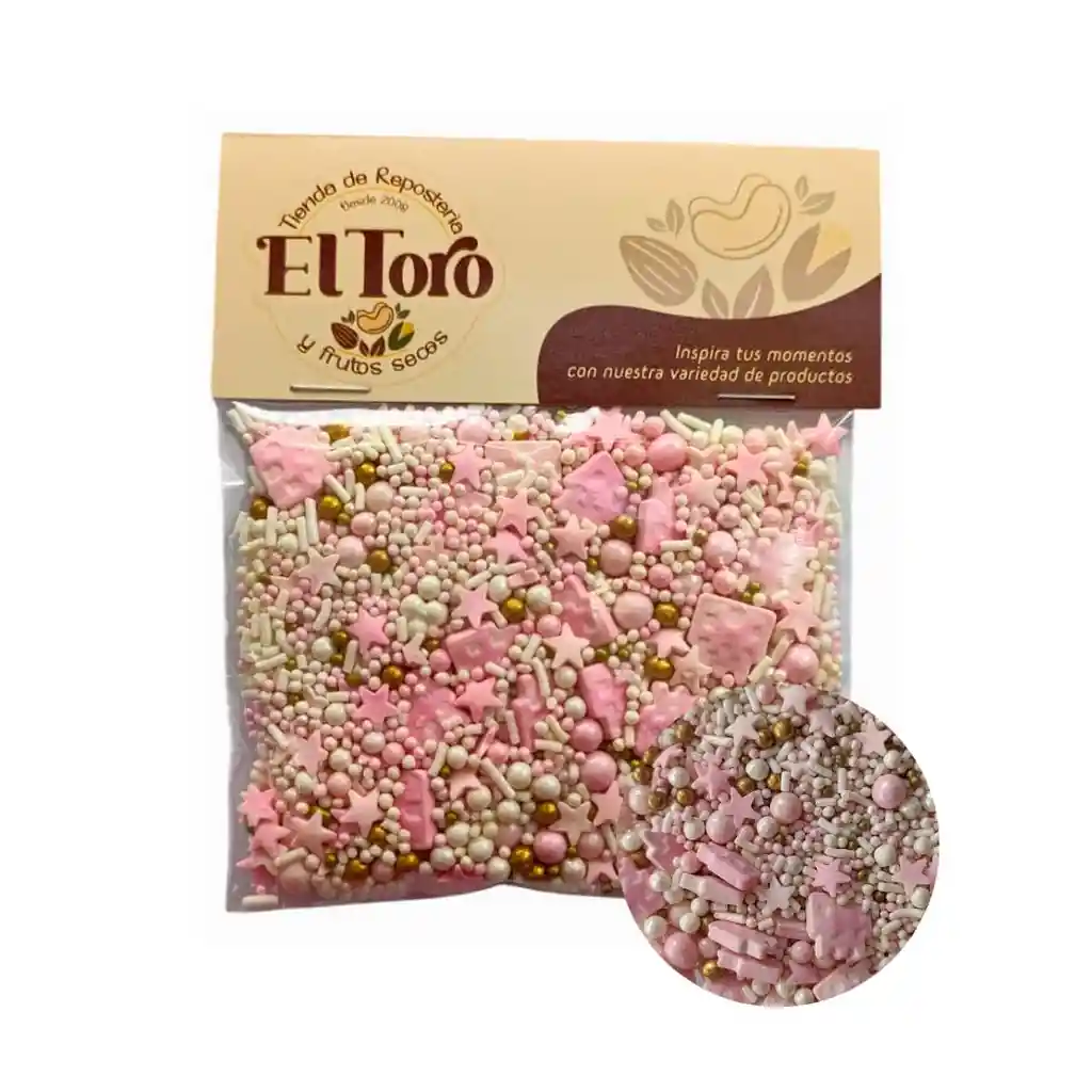 Toppings O Lluvia De Castillos Rosados 50g