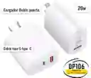 Cargador Carga Rapida Doble Puerto 20 W Tipo C