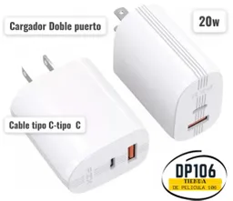 Cargador Carga Rapida Doble Puerto 20 W Tipo C