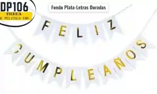 Feston De Feliz Cumpleaños Plata