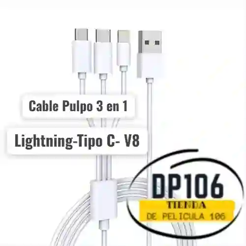 Multi Cable Pulpo 3 En 1 (v8-tipo C-lighting)