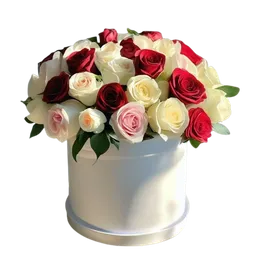 🤍 Caja Blanca De Rosas Tricolor De Lujo