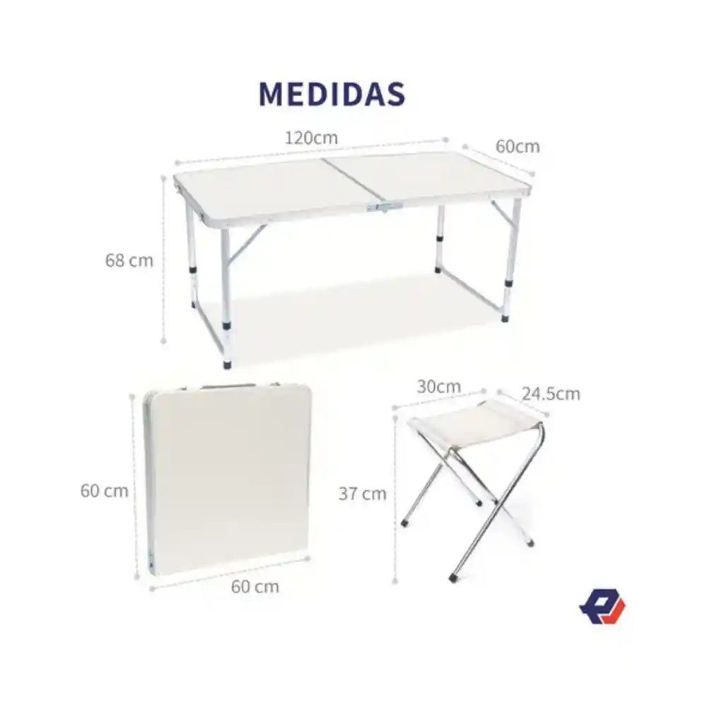 Mesa Plegable Para Camping Con 4 Sillas F11
