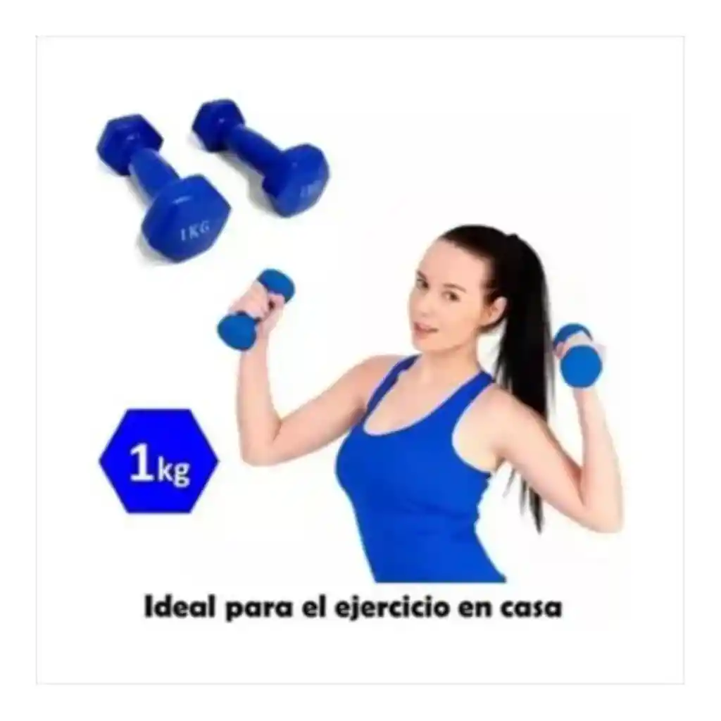 2 Mancuernas 1 Kilo 2libras Forradas Caucho
