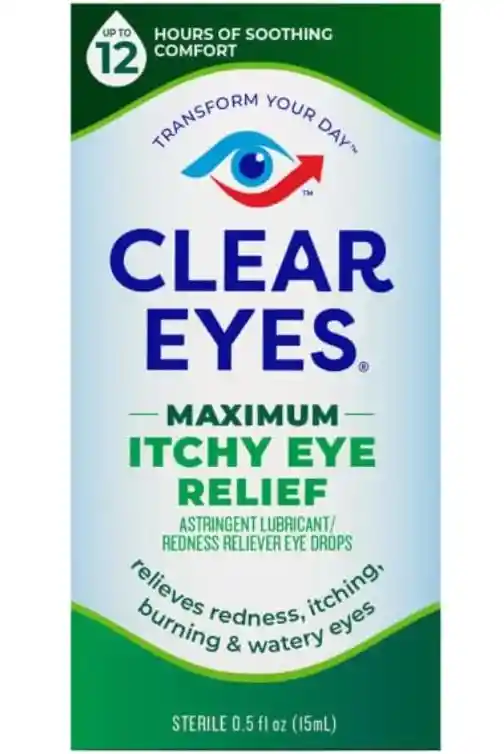 Clear Eyes Gotas Para Los Ojos Maximum Itchy Eye, 0.5 Onzas Líquidas