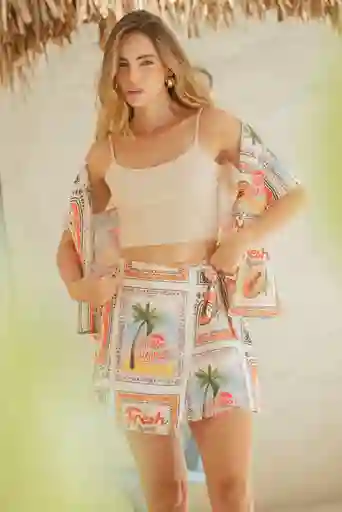 Falda Corta Tipo Pareo Color Marfil Talla 8