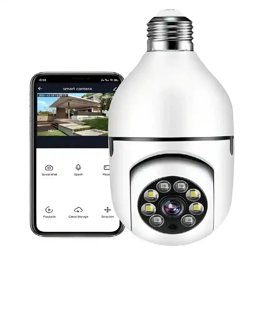 Cámara De Seguridad Wifi Bombillo Robotica Panoramica Ip 360