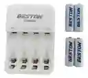 Cargador Beston + 4 Pilas Aa Recargables 1500mah