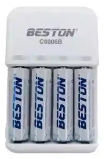 Cargador Beston + 4 Pilas Aa Recargables 1500mah