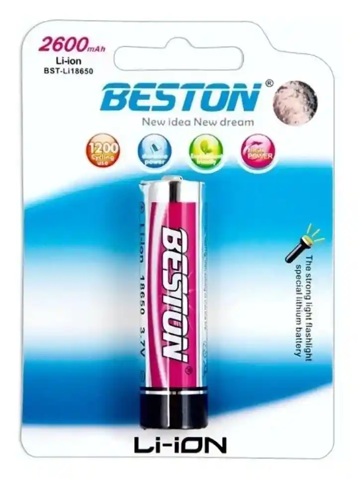 Pila / Batería Li-ion Recargable 3.7v, Beston 18650 2600mah