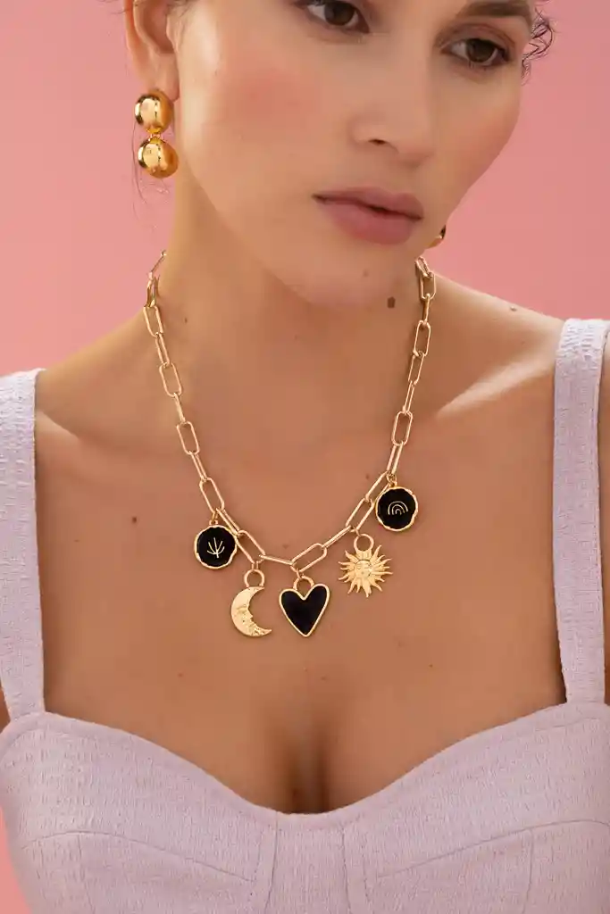Collar Sol Y Luna + Aretes