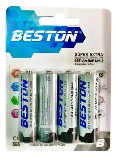 Pilas Aa Baterías Cilíndricas Carbón Pack X4 Unidades 1.5v