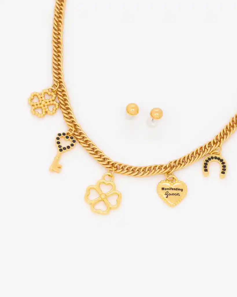 Collar Multicharms Made Of Luck + Aretes Avemaría X Ters